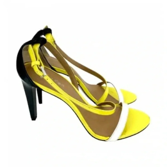 CALVIN KLEIN |Narella Yellow/White/Black Patent & Suede Stiletto Heels Size 7.5M - Picture 5 of 10